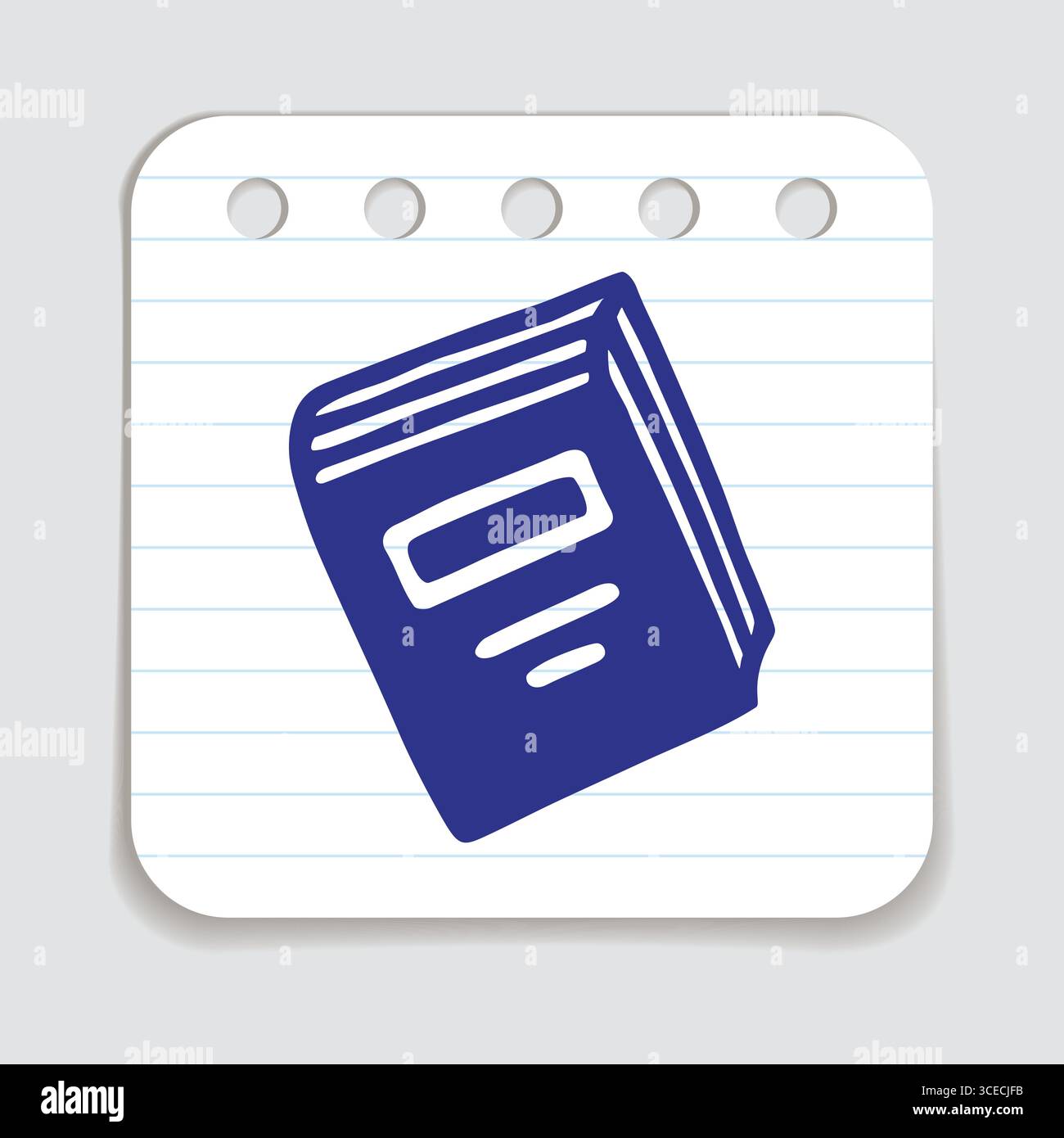 Doodle book icon hand drawn with blue pen on a notepaper in flat style ...