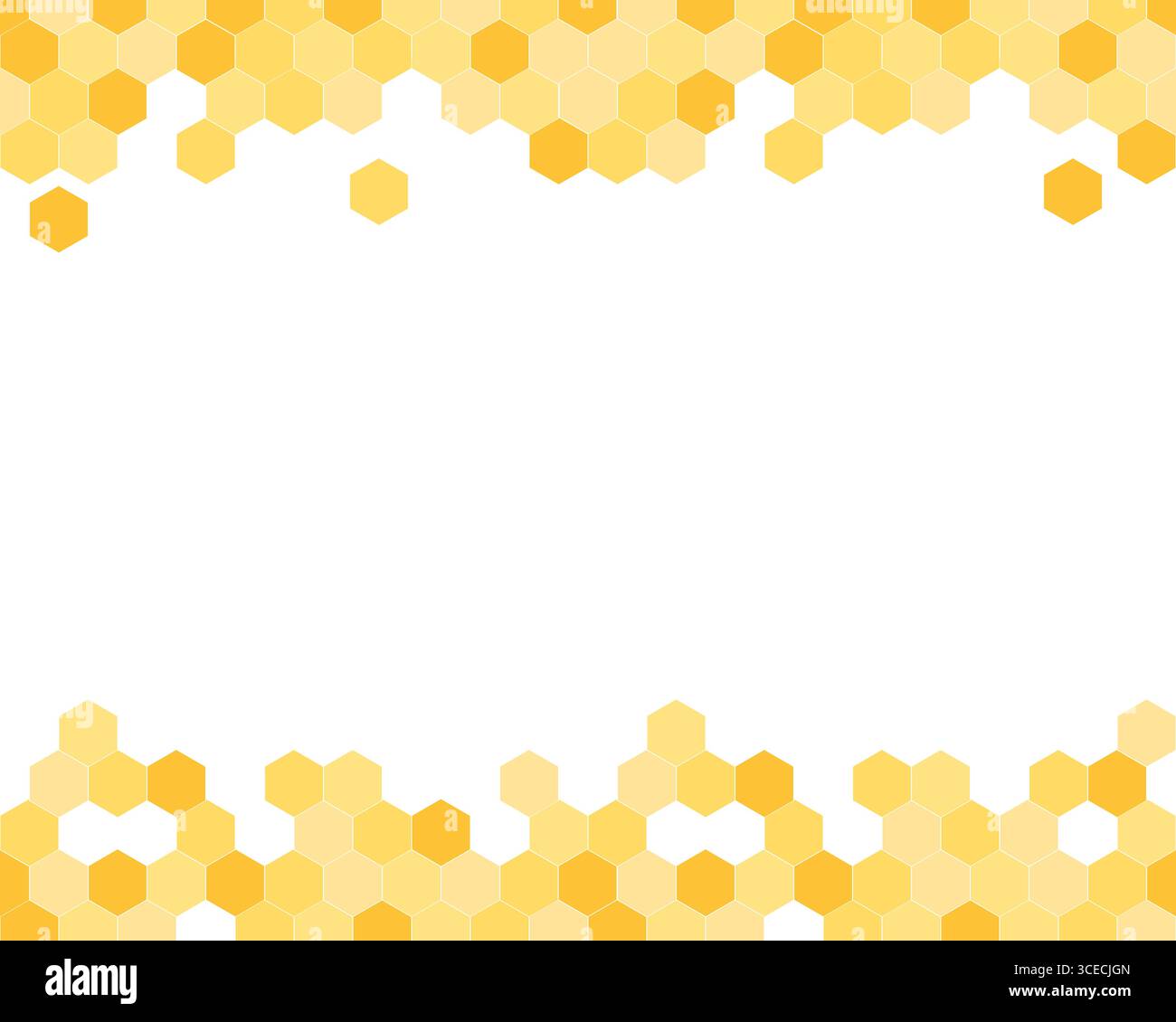 Seamless horizontal border pattern with honeycomb. Cute beekeeping frame design isolated on white background. Vector illustration. Stock Vector