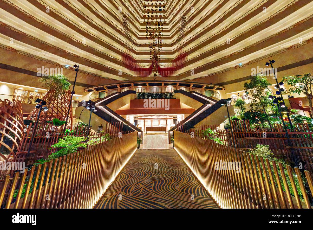 Architecture inside of the Park Royal Collection Hotel, in Singapore Stock Photo