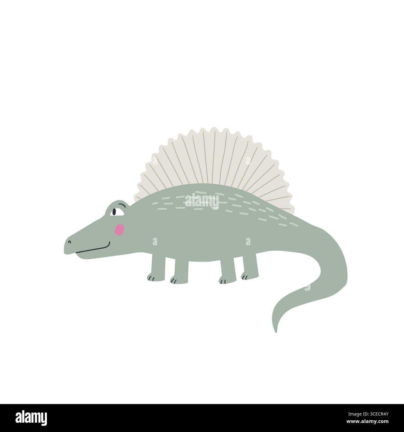 Cute green dinosaur isolated on white bacground. Cartoon funny ...