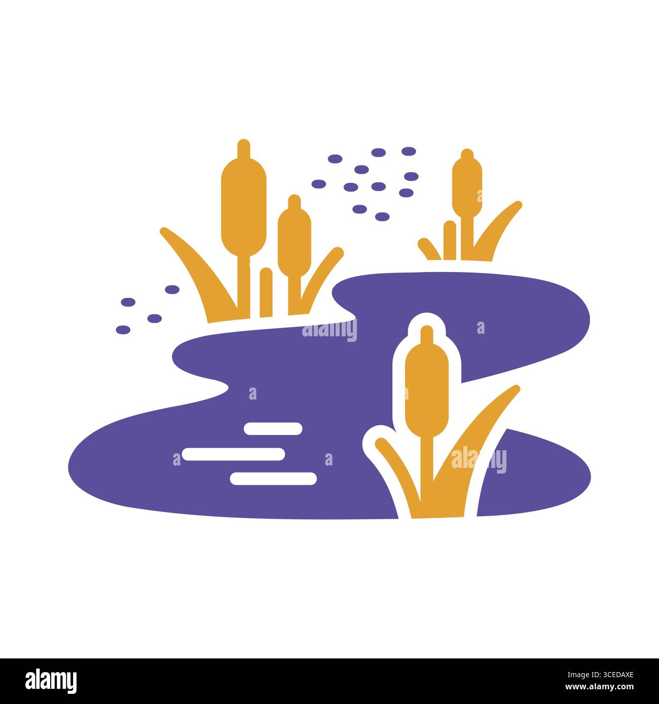 Pond with reed and mosquitoes, swamp vector solid icon. Nature sign ...