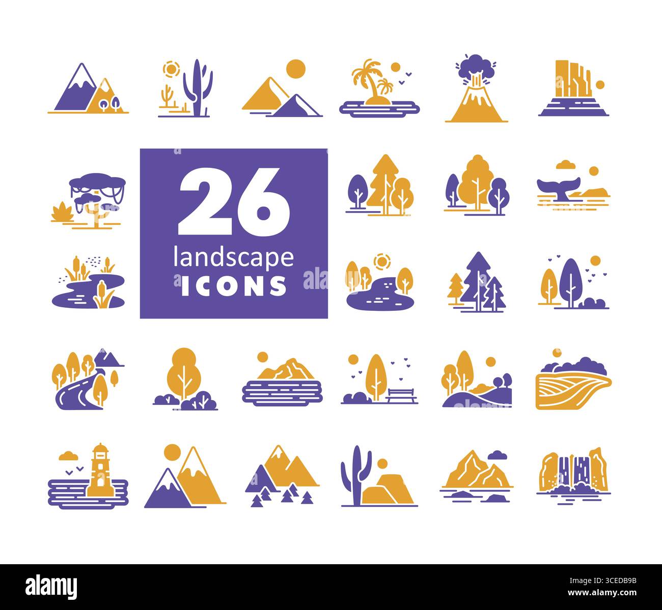 Nature Landscape vector solid icons. Nature sign. Graph symbol for ...