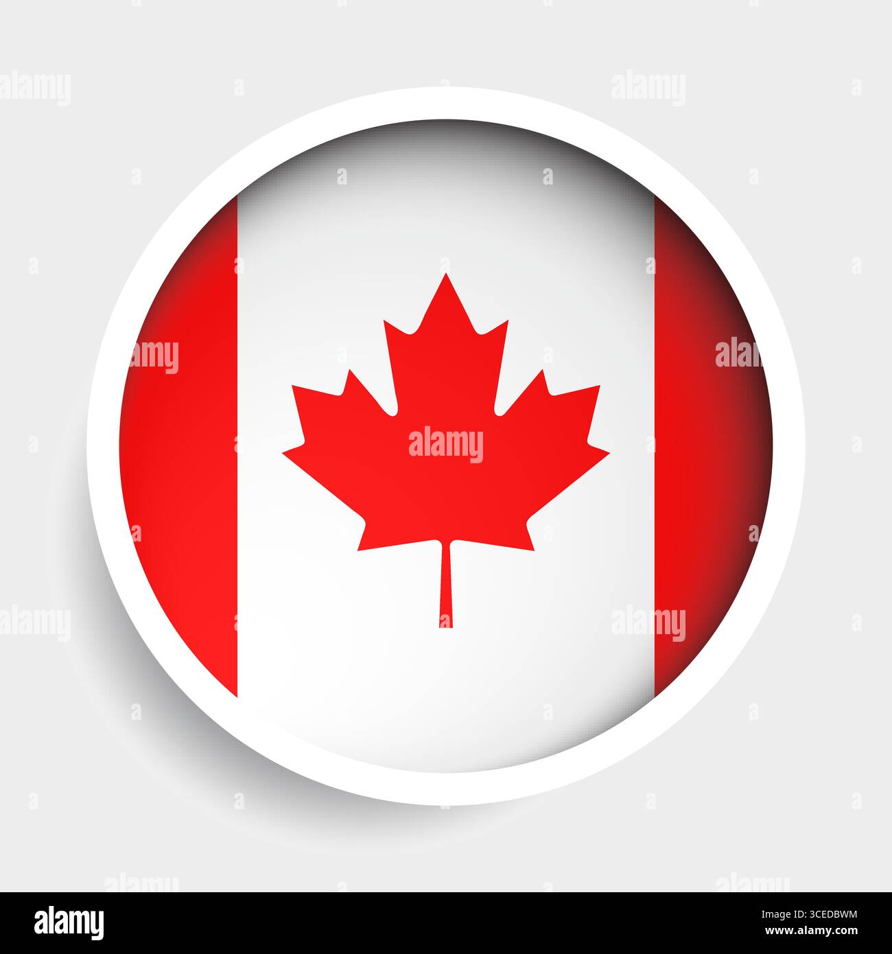 Flag of Canada, round icon with shadow, national symbol Stock Vector ...