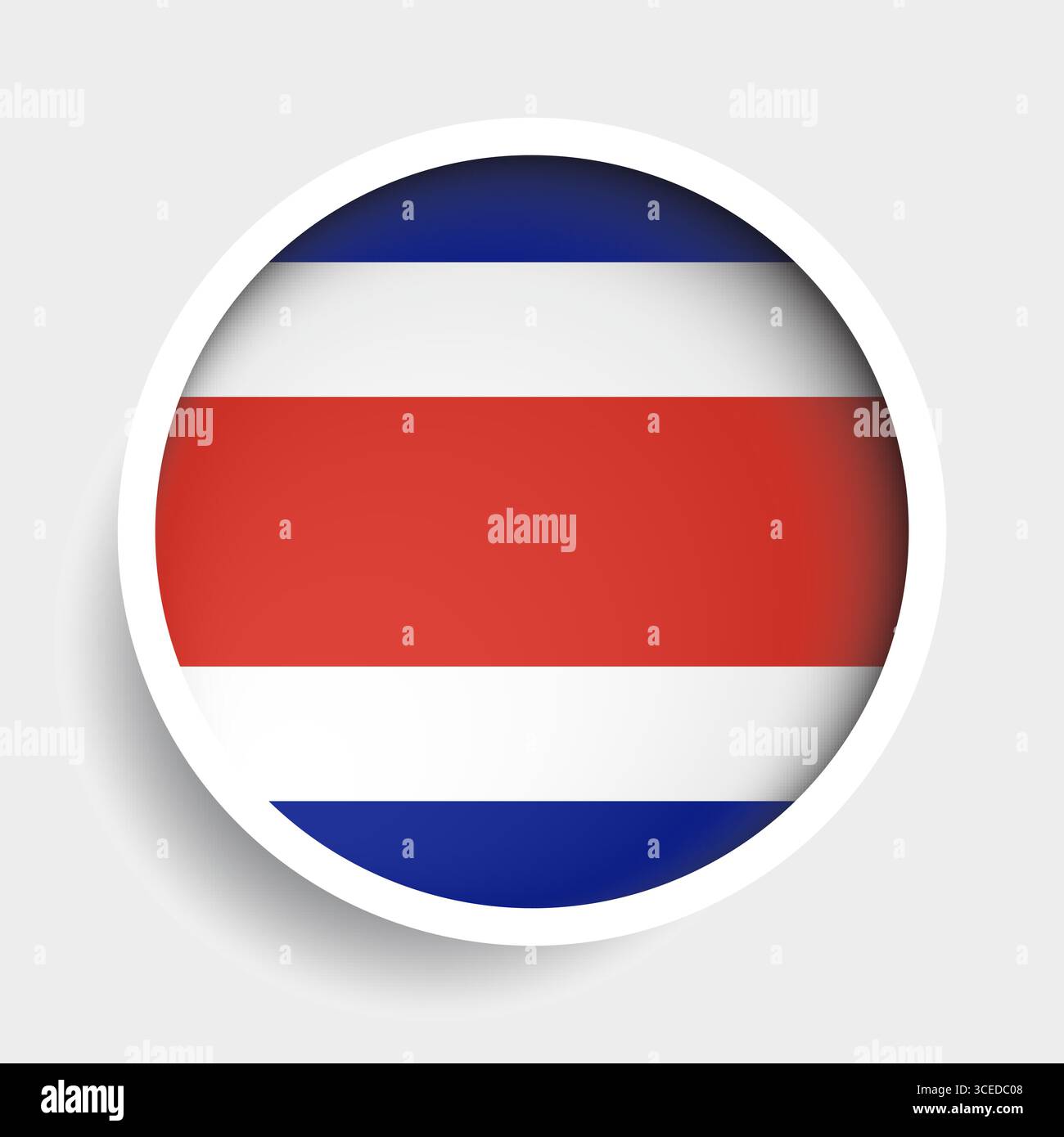 Flag of Costa Rica, round icon with shadow, national symbol Stock ...