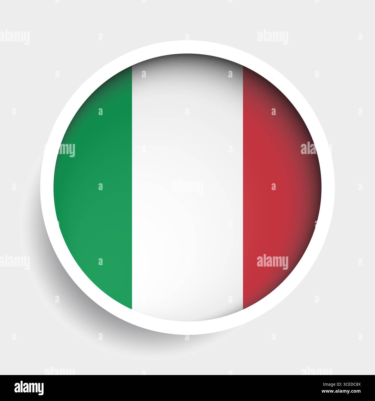Flag of Italy, round icon with shadow, national symbol Stock Vector