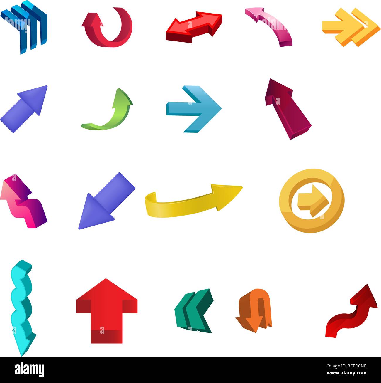 3d arrow set. Arrow stickerst various angles and directions  stock illustration Stock Vector