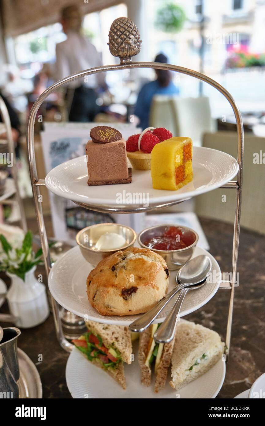 Plating High Tea 3 tier high tea platter at Bettys Tea rooms in Harrogate, North ...