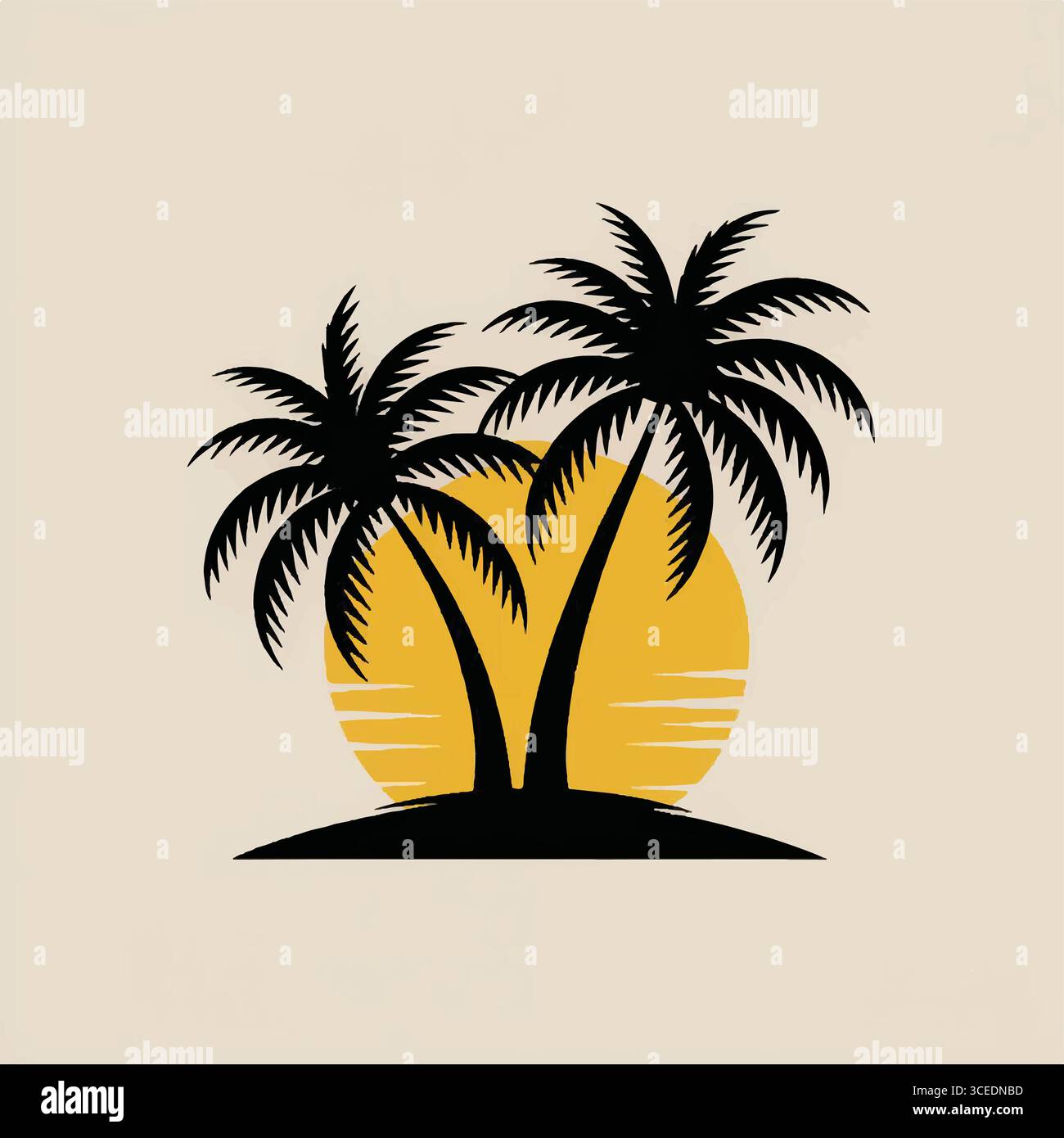 Vibrant abstract geometric pattern with palm tree silhouette Stock Vector