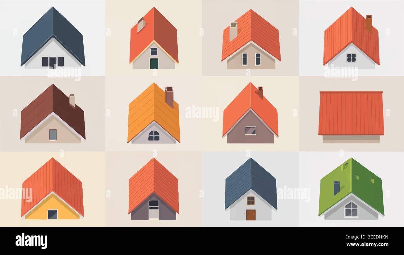Modern home illustration with vibrant color accents Stock Vector