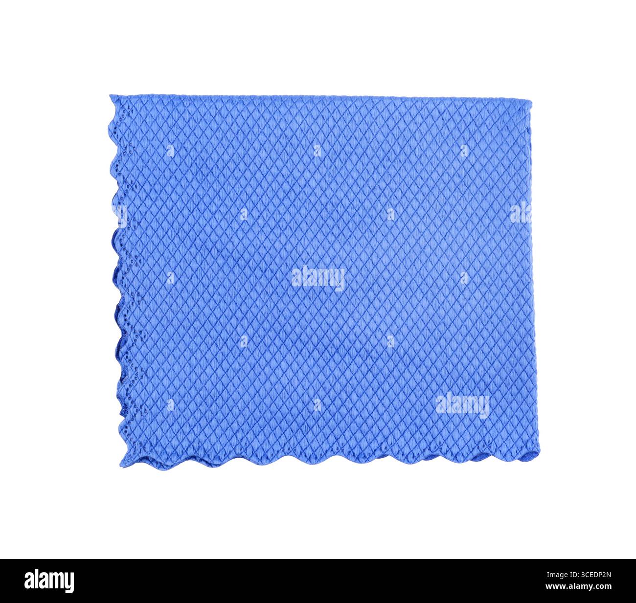 New blue folded textile napkin isolated on white. Stock Photo