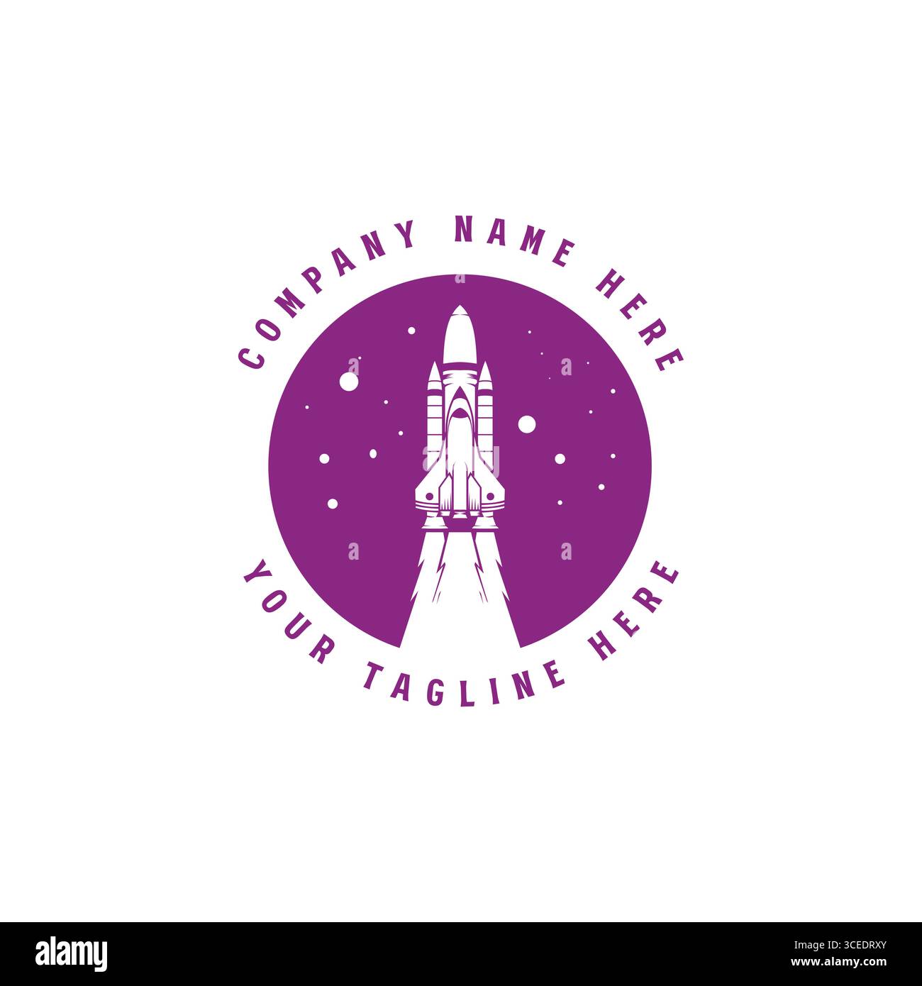 Circular Rocket Launch with Moon Planet for Universe Space Logo Design ...