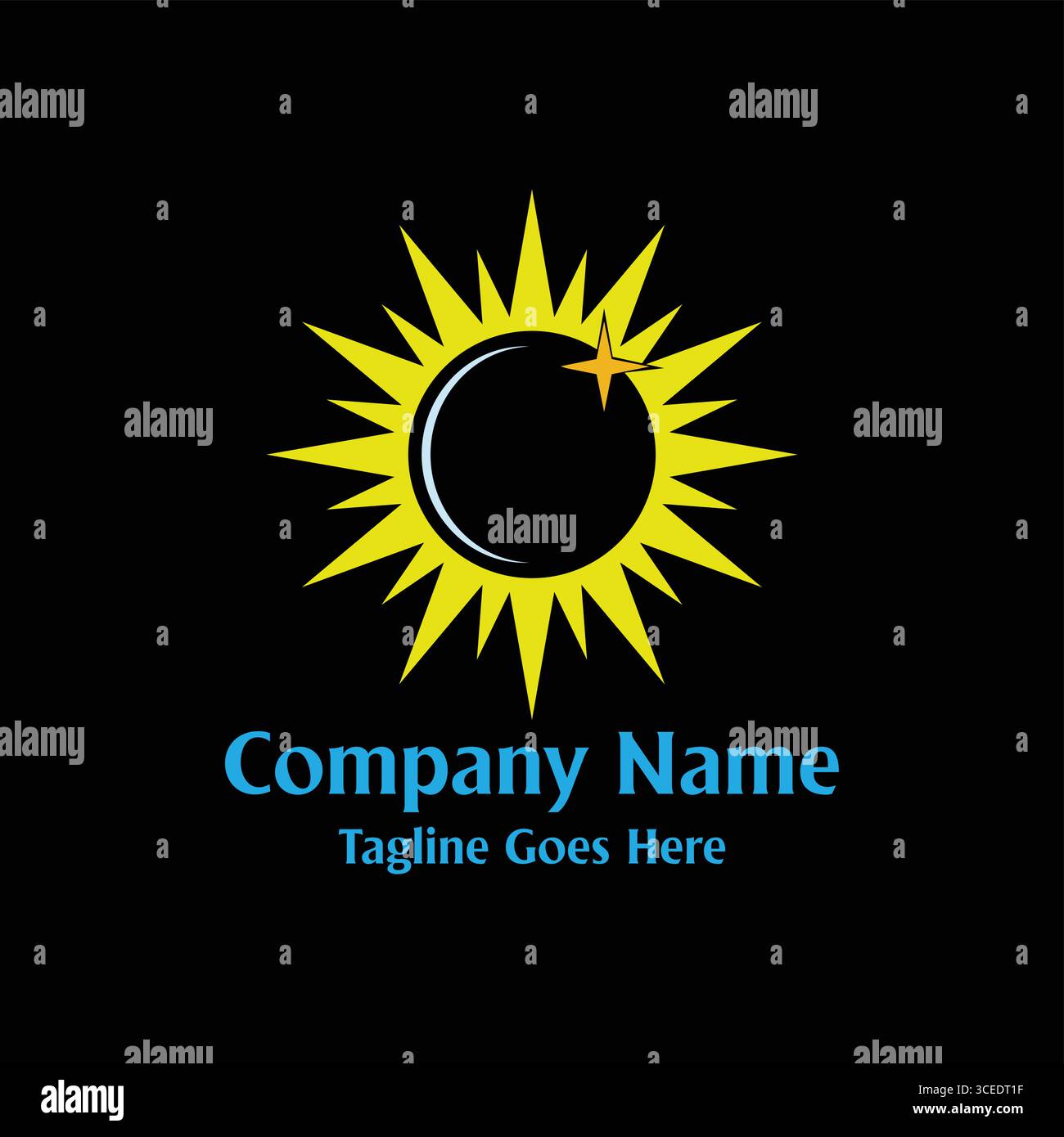 Sun Light Solar Eclipse Lunar Light Logo Design Vector Stock Vector