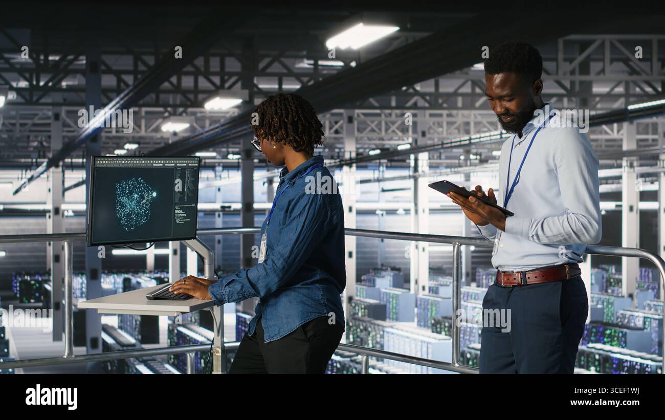 Server hub colleagues doing brainstorming hi-res stock photography and ...