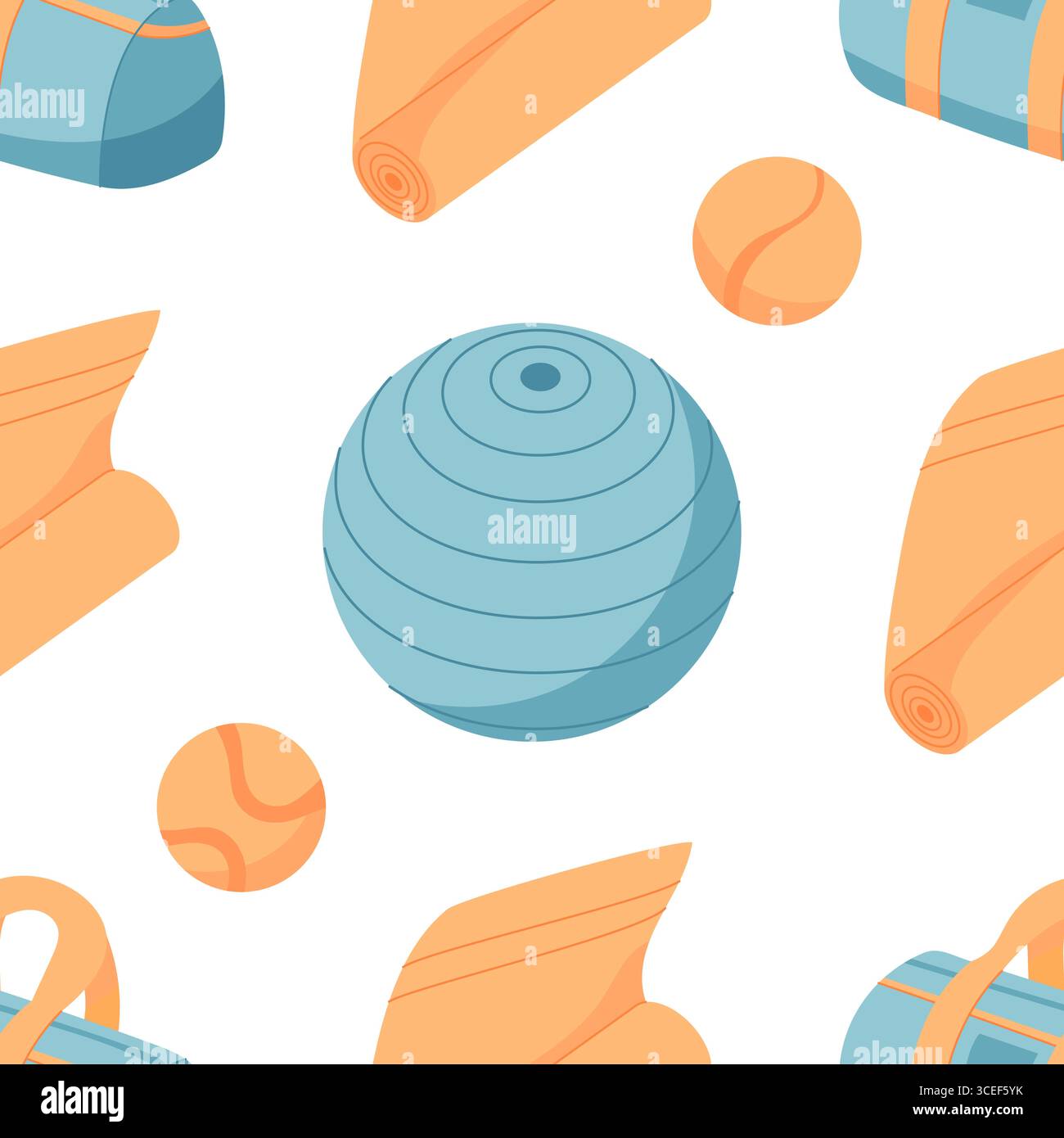 Seamless Flat Fitness Pattern Stock Vector