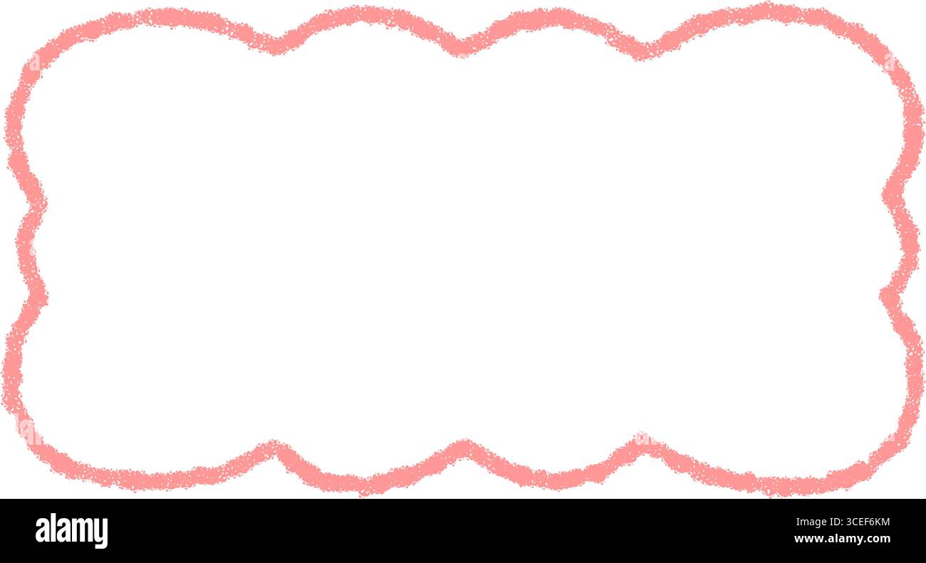 Groovy Crayon Scallop Rectangle Outline Frame Stock Vector