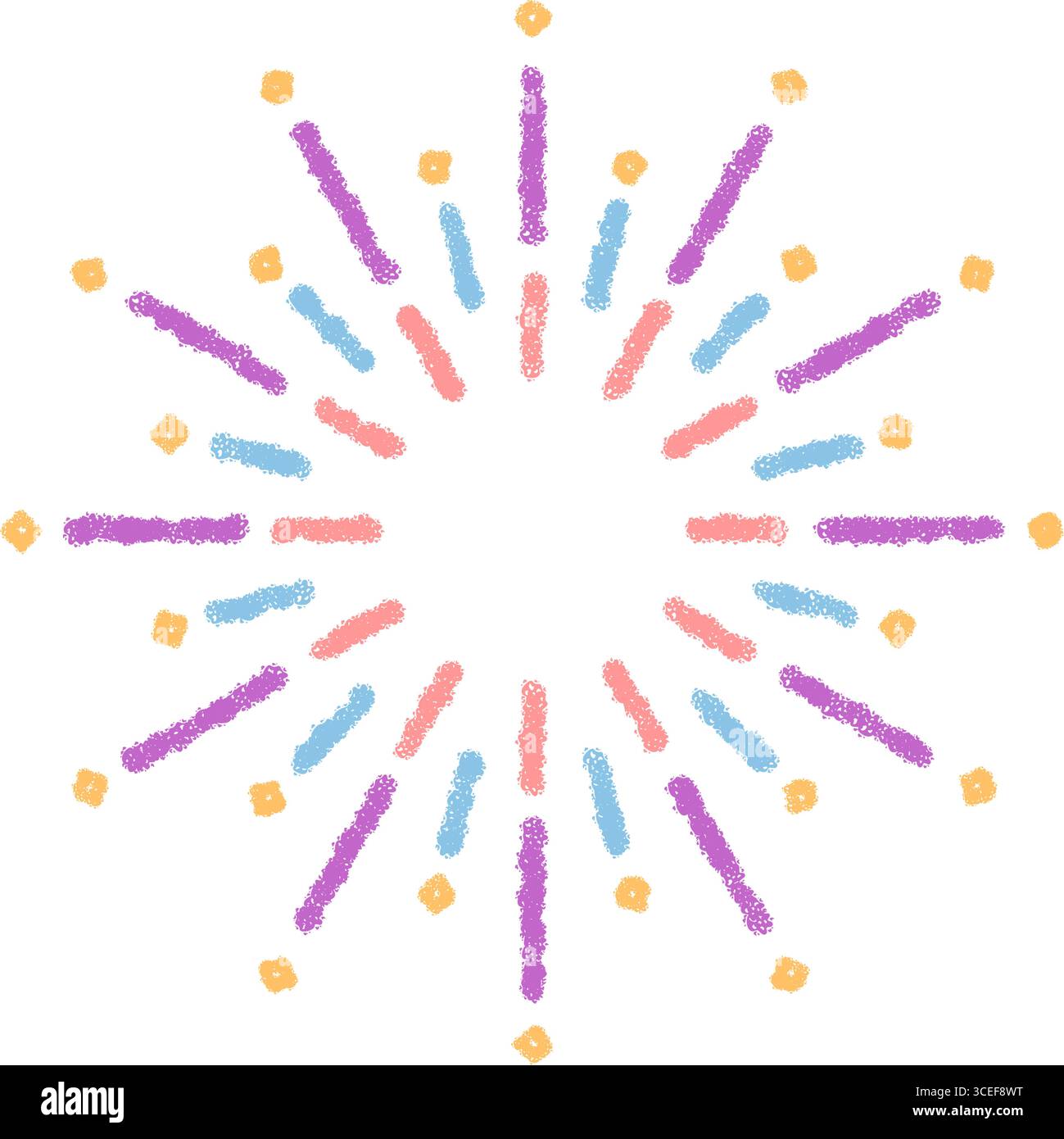 Pastel Crayon Festive Firework Pattern Stock Vector