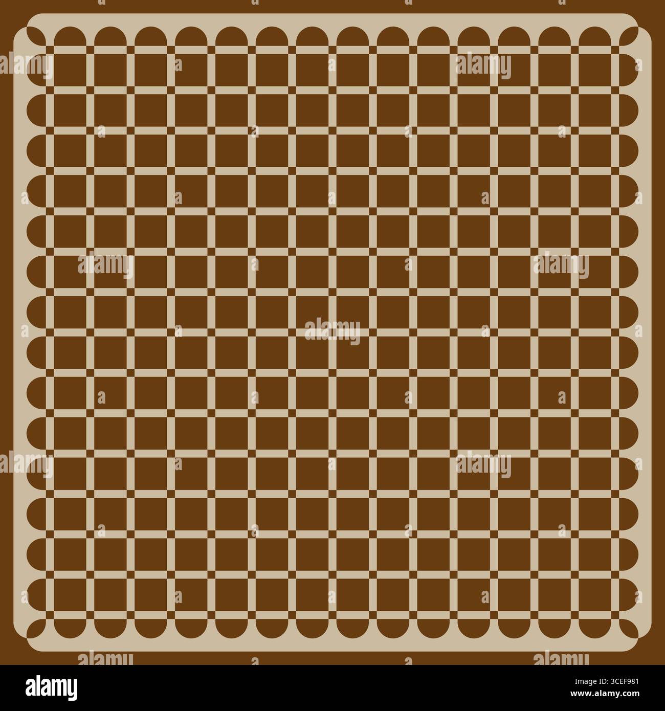 Brown checker grid. Rounded square pattern. Retro lattice Vector. Beige contrast design. Stock Vector