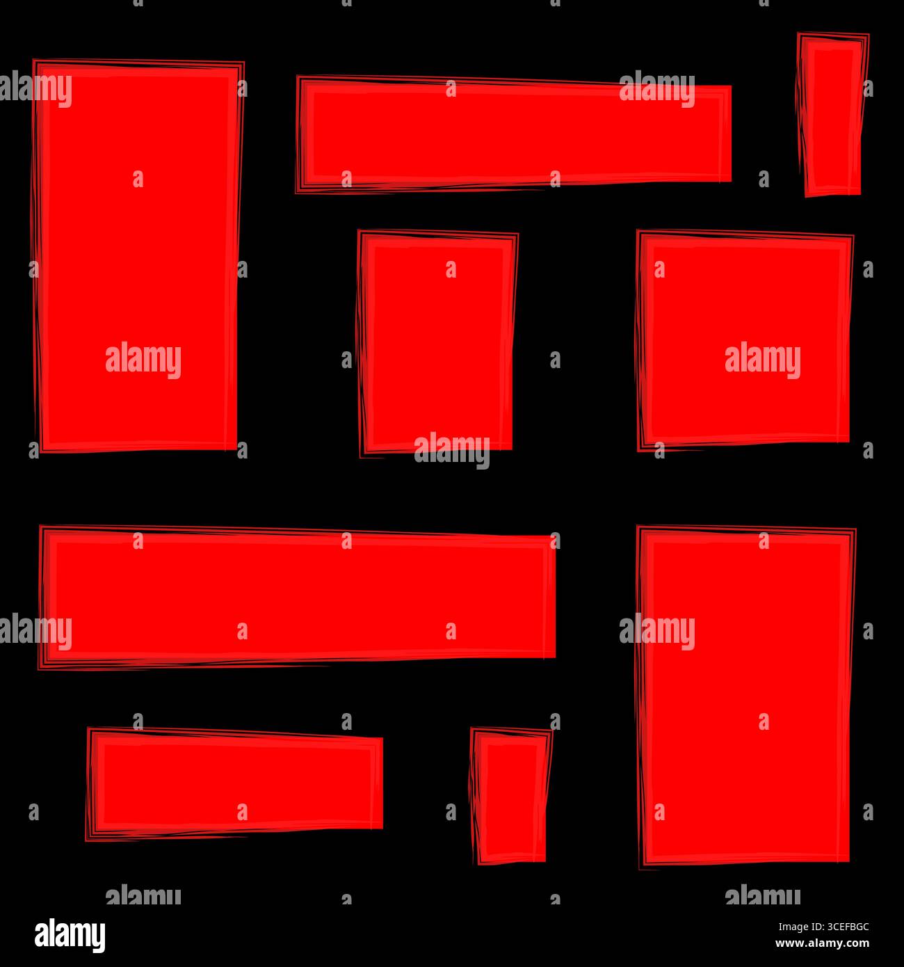 Red Frame Notes Vector Red frames set. Abstract banner collection. Scribbled border design ...