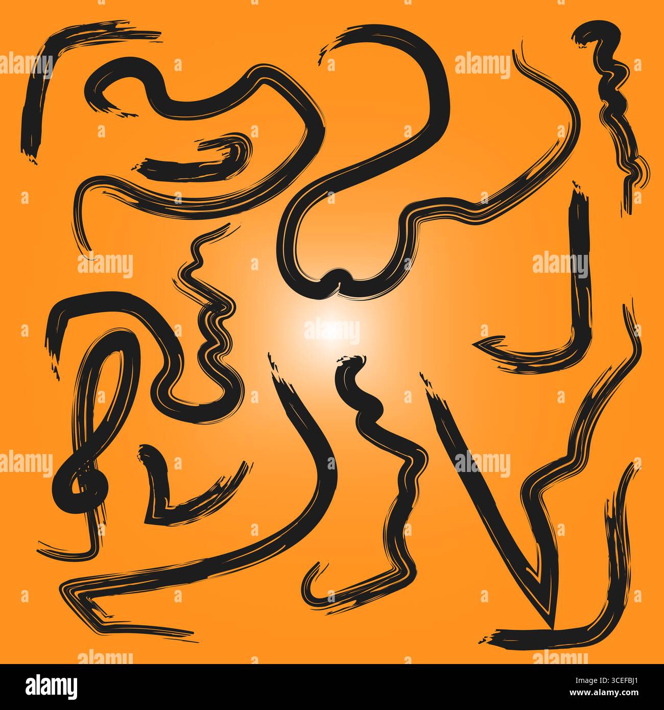 Abstract brush strokes. Wavy line pattern. Dynamic scribble design. Vector organic shape. Stock Vector