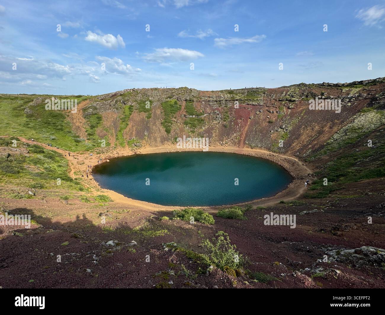 Stunning visual of Kerid Crater, a popular stop in Iceland’s Golden Circle - Smartphone Captured Stock Image