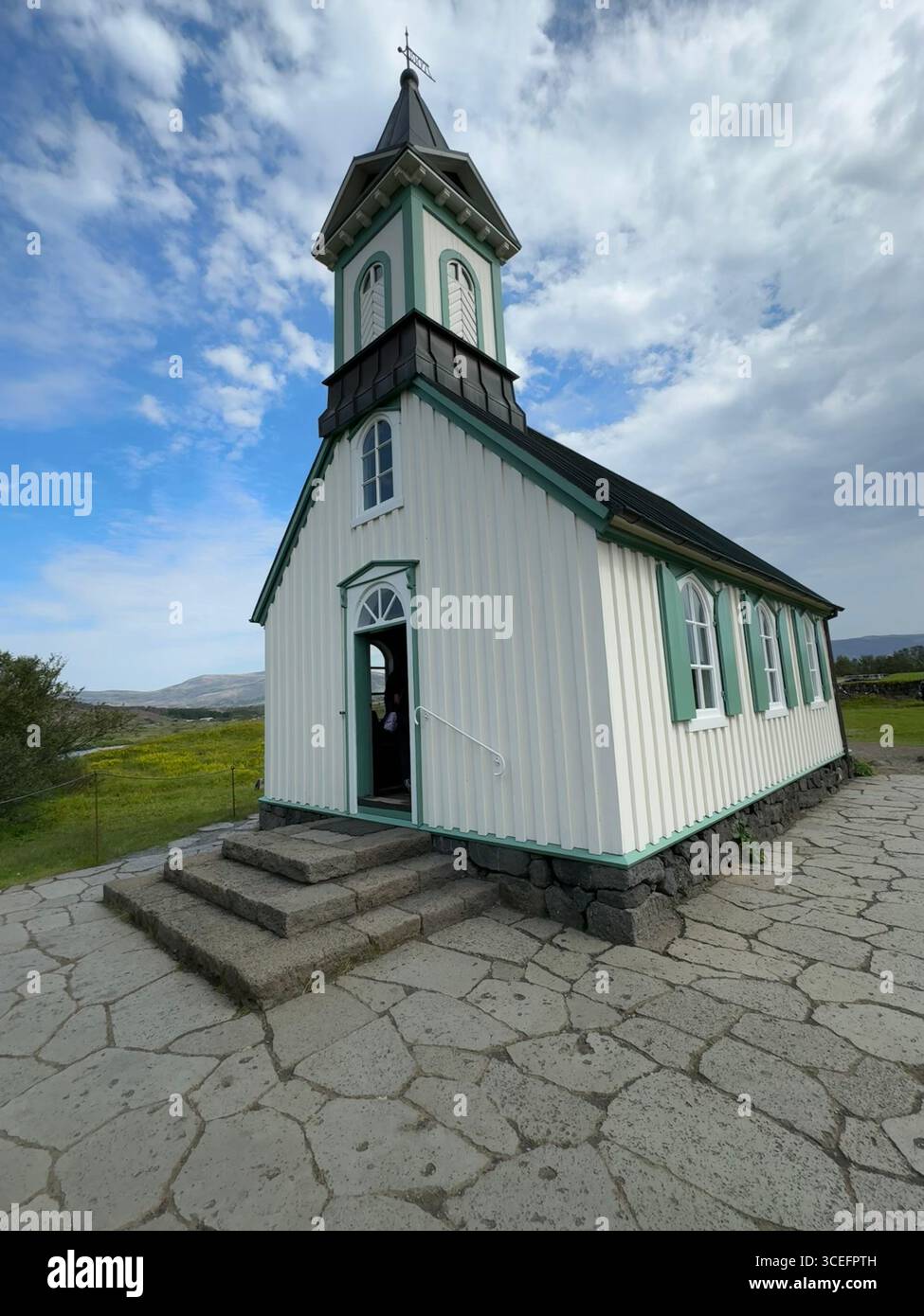 Quaint Þingvellir Church (Thingvellir) National Park - Smartphone Captured Stock Image