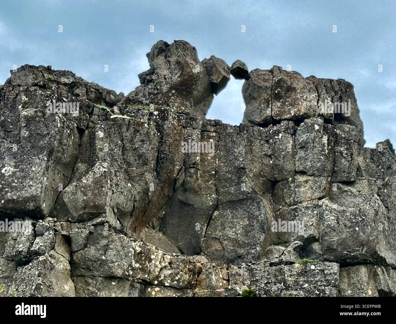 Logberg, or Law Rock, in Þingvellir (Thingvellir) National Park. An important part of the early Parliament. - Smartphone Captured Stock Image