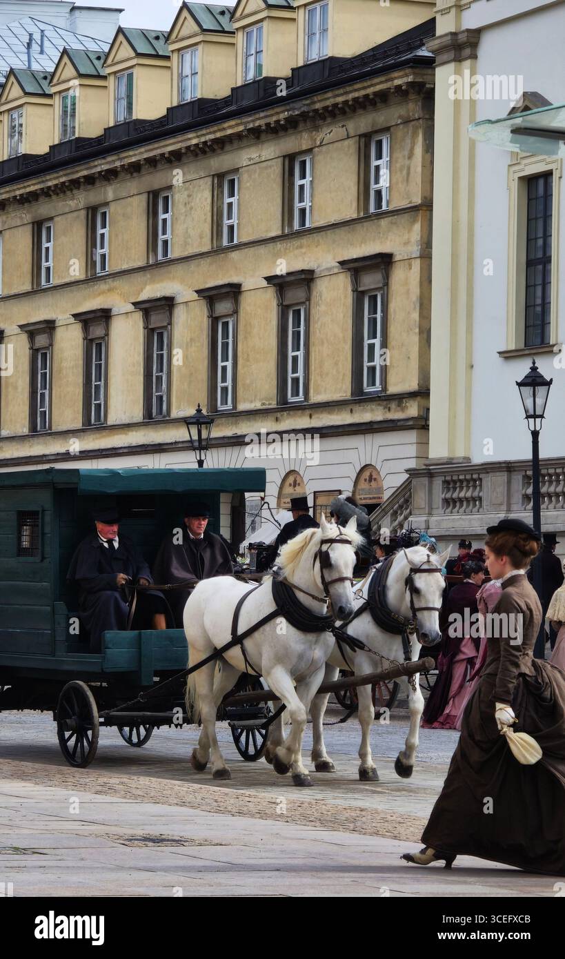 Filming a Netlix series ' The Doll ' in Warsaw, Poland. - Smartphone Captured Stock Image