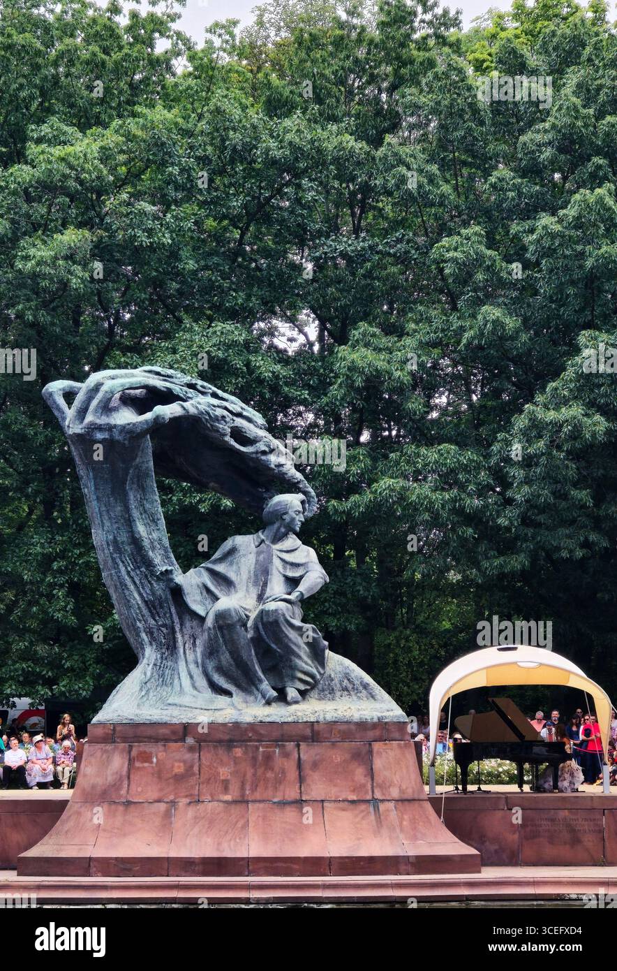 A classical concert by the Fryderyk Chopin Monument at the Royal Baths Park in Warsaw, Poland. - Smartphone Captured Stock Image