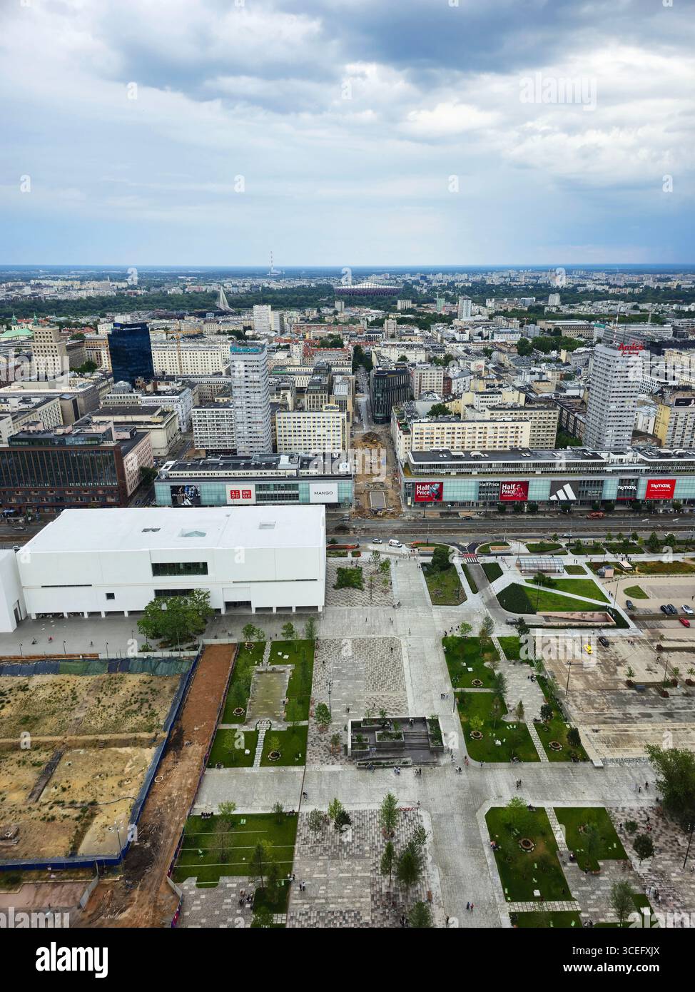A view of the modern art musuem and the Wars Sawa Junior mall from the Palace of Culture and Science in warsaw, Poland. - Smartphone Captured Stock Image
