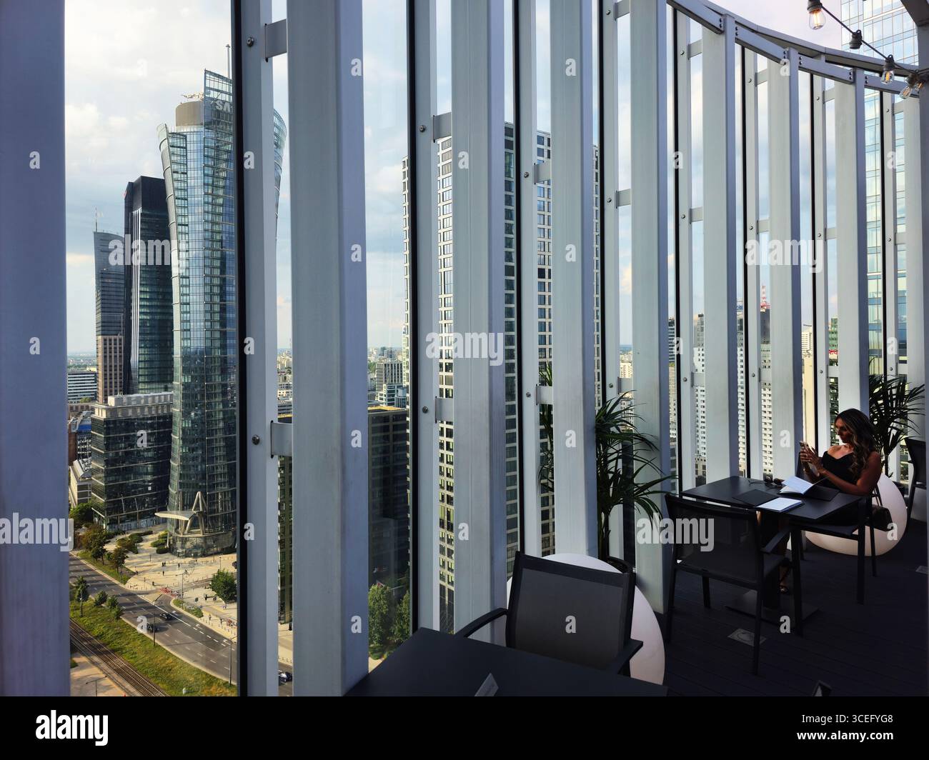 The Roof Skybar at the top of the Crown Plaza - The Hub hotel in Warsaw, Poland. - Smartphone Captured Stock Image