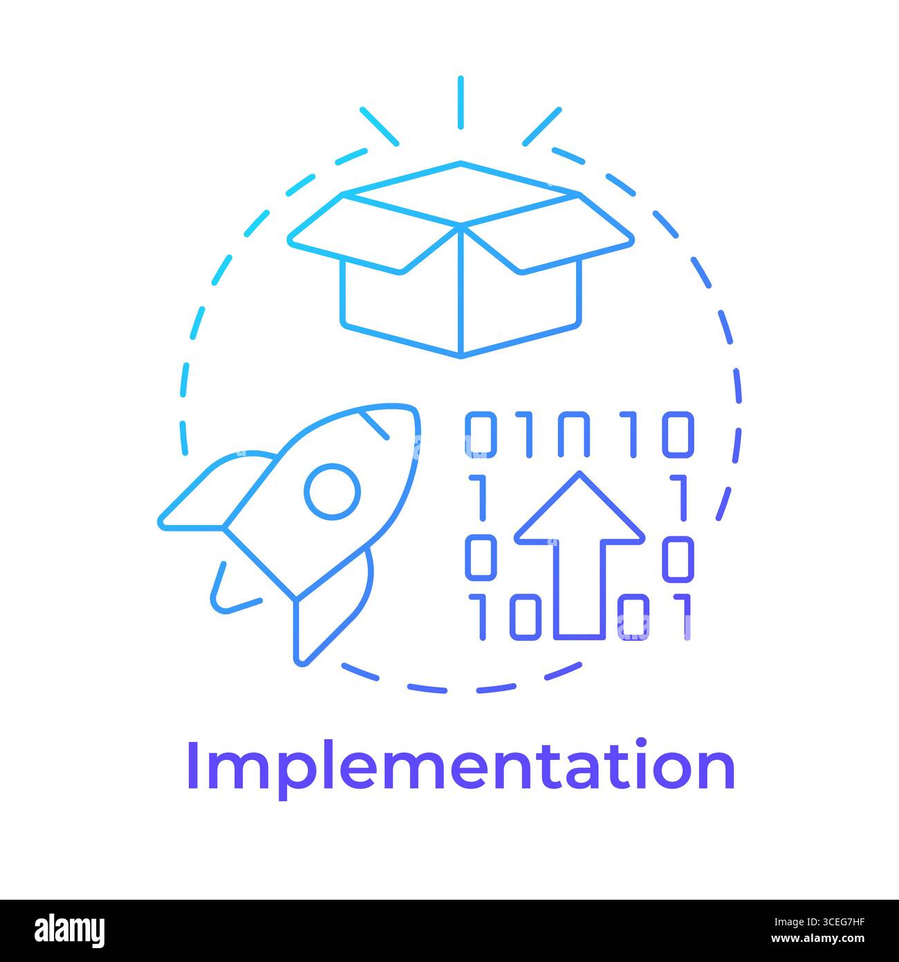 Implementation blue gradient concept icon Stock Vector