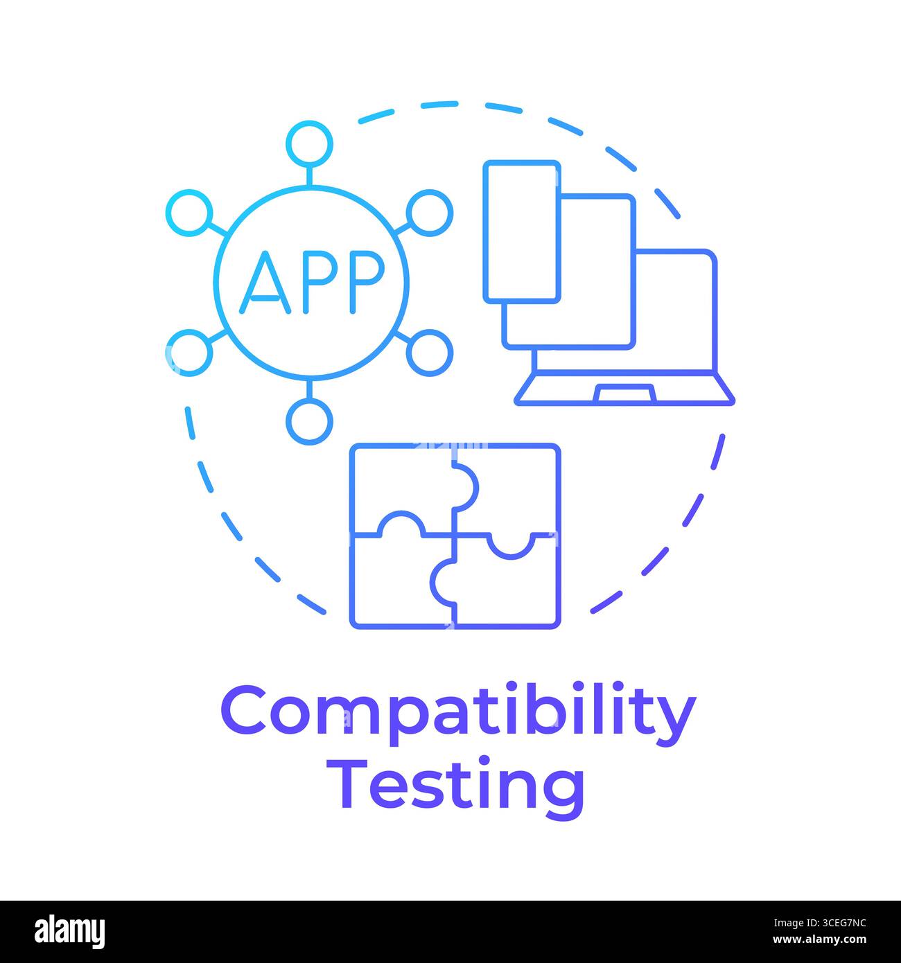 Compatibility testing blue gradient concept icon Stock Vector