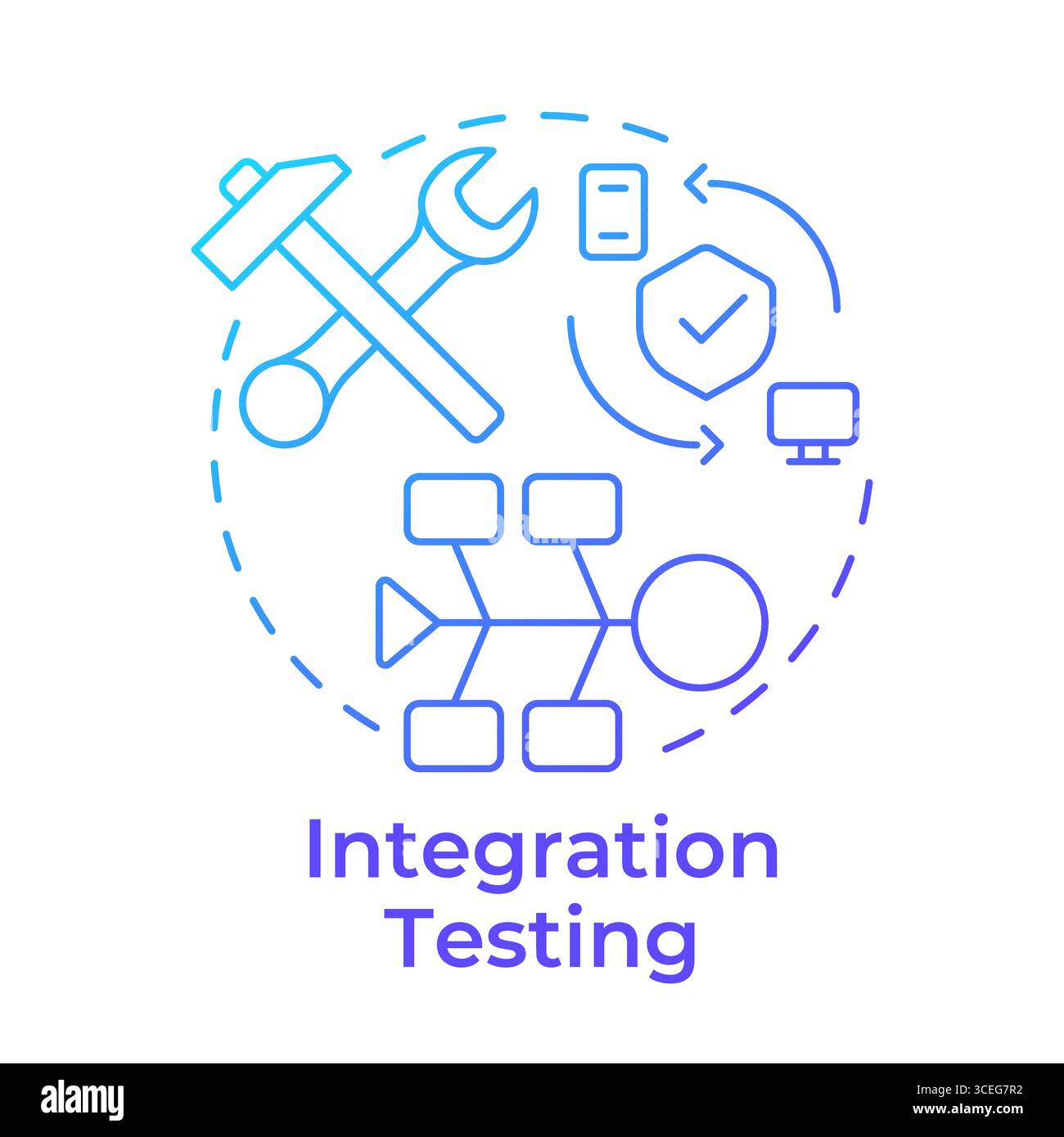 Integration testing blue gradient concept icon Stock Vector