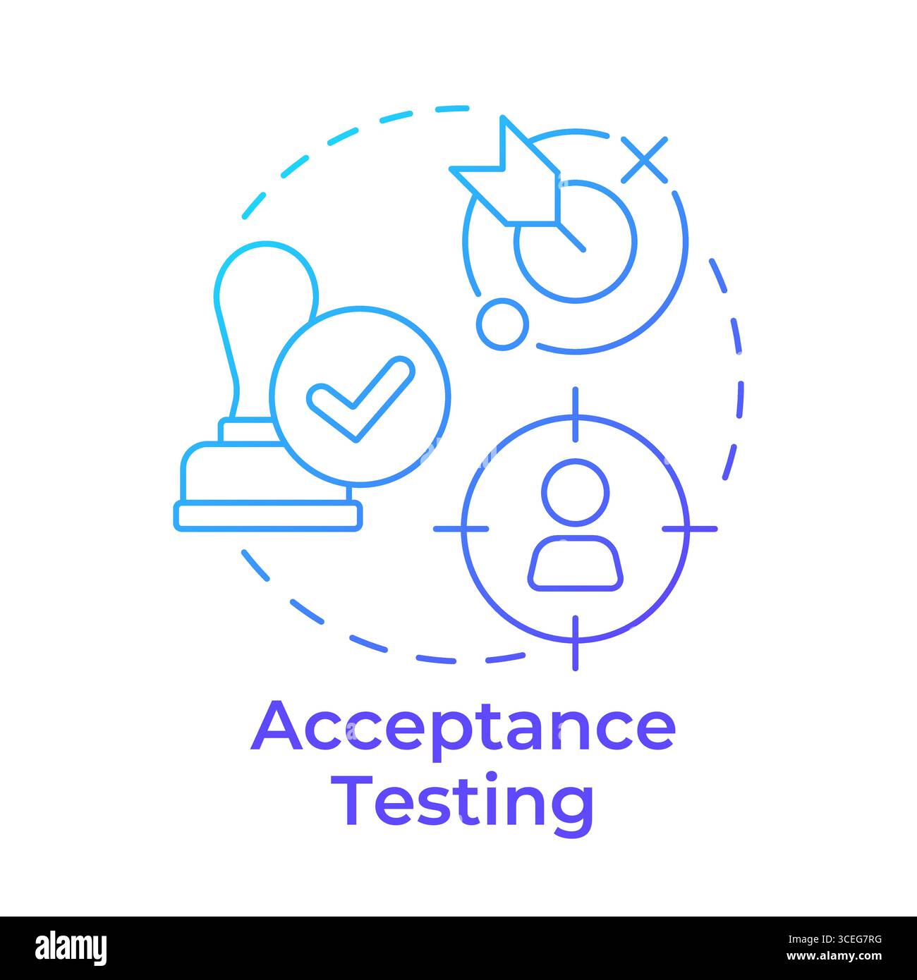 Acceptance testing blue gradient concept icon Stock Vector