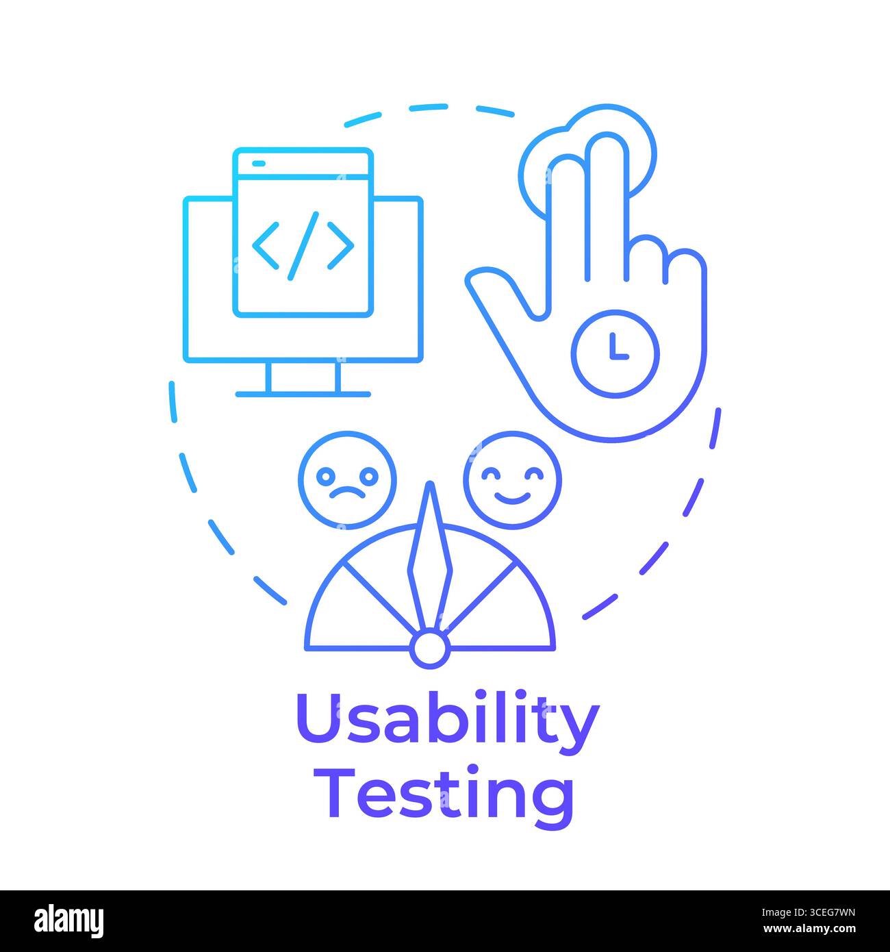 Usability testing blue gradient concept icon Stock Vector