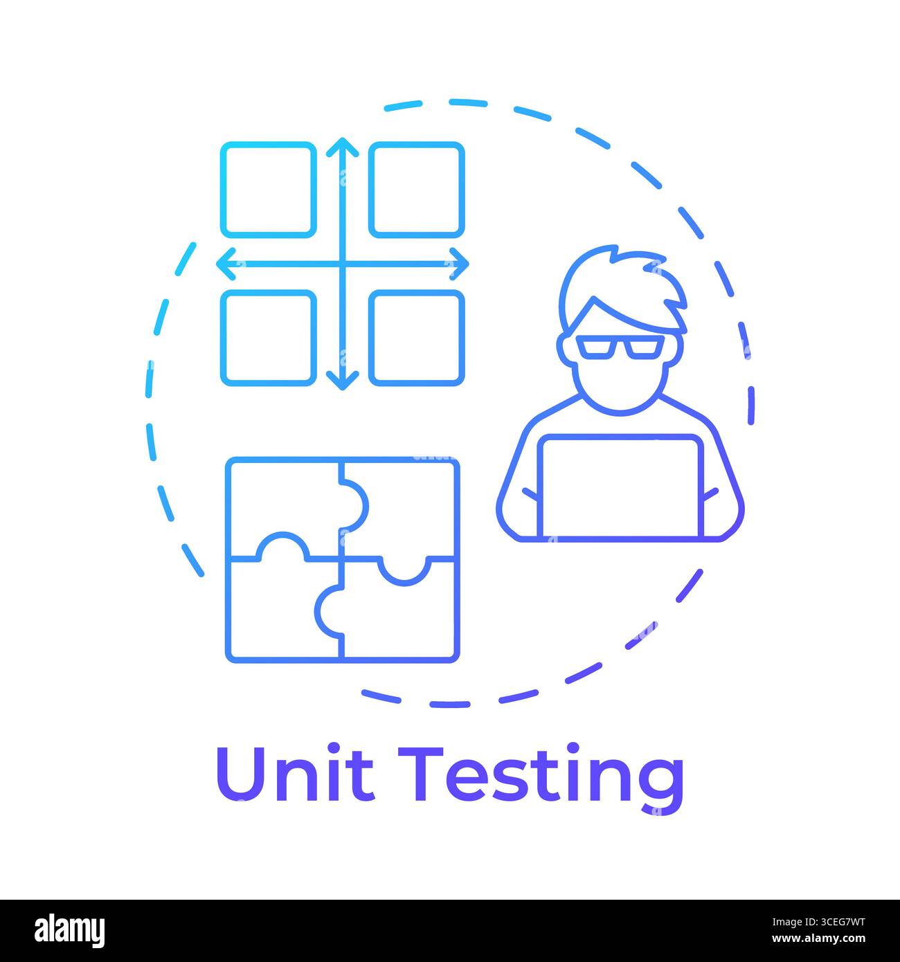 Unit testing blue gradient concept icon Stock Vector