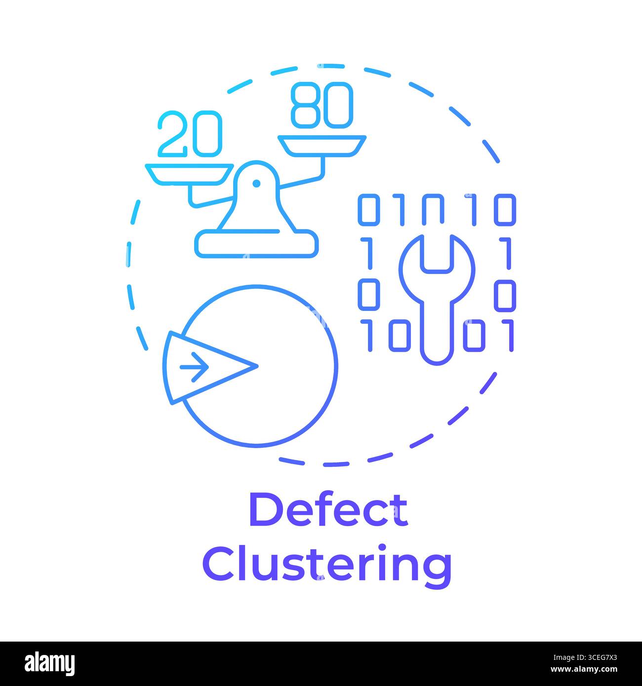 Defect clustering blue gradient concept icon Stock Vector