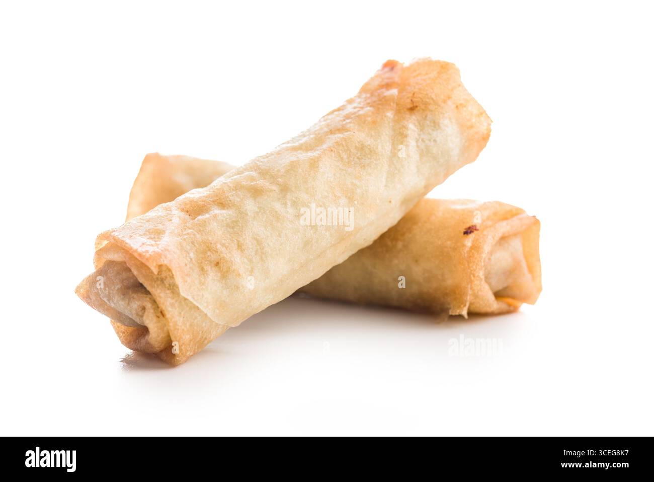 Fried spring rolls isolated on a white background. Stock Photo