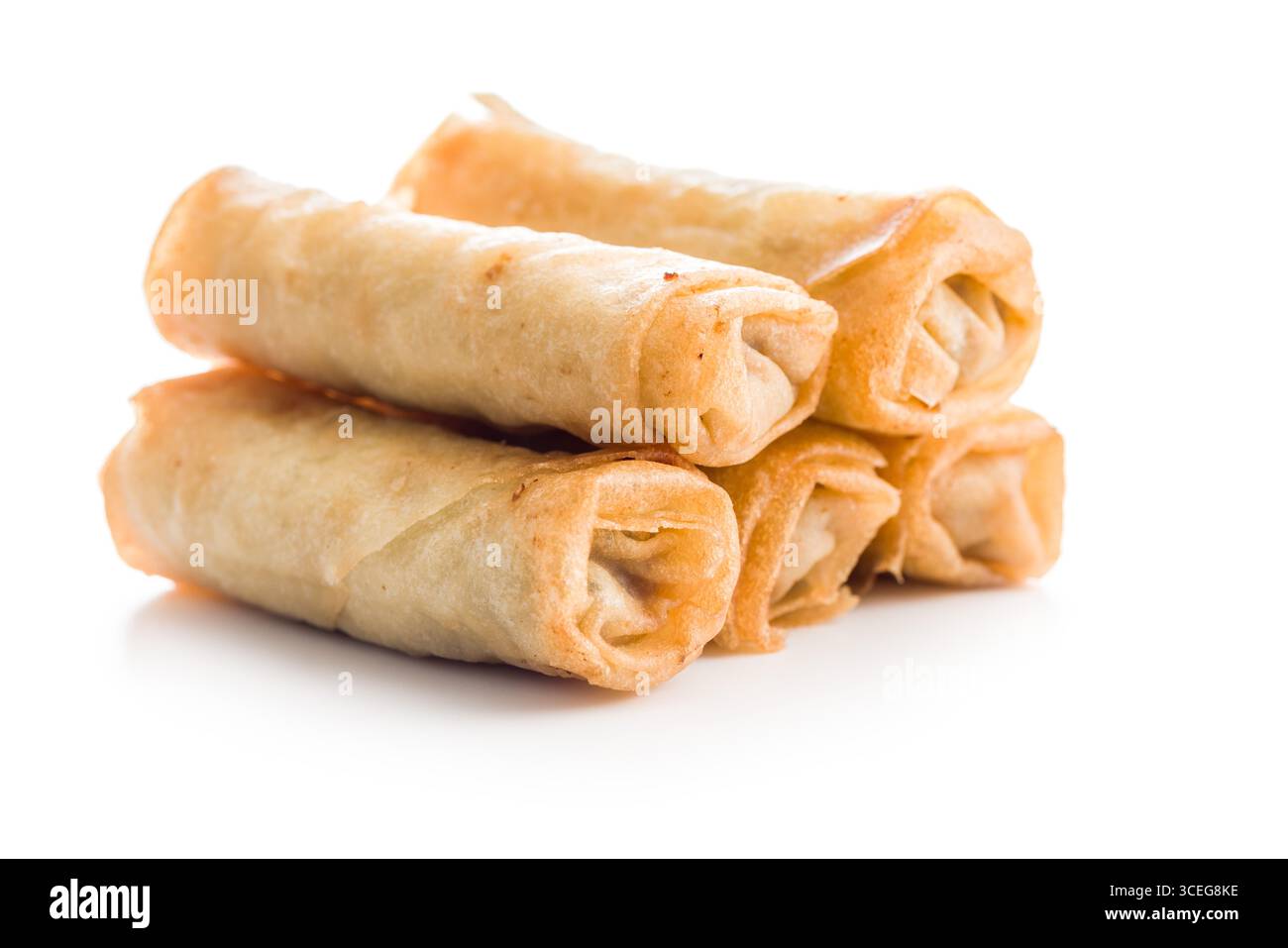 Fried spring rolls isolated on a white background. Stock Photo