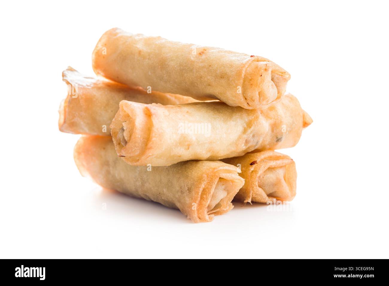 Fried spring rolls isolated on a white background. Stock Photo