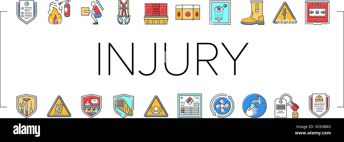 injury prevention safety icons set vector Stock Vector Image & Art - Alamy