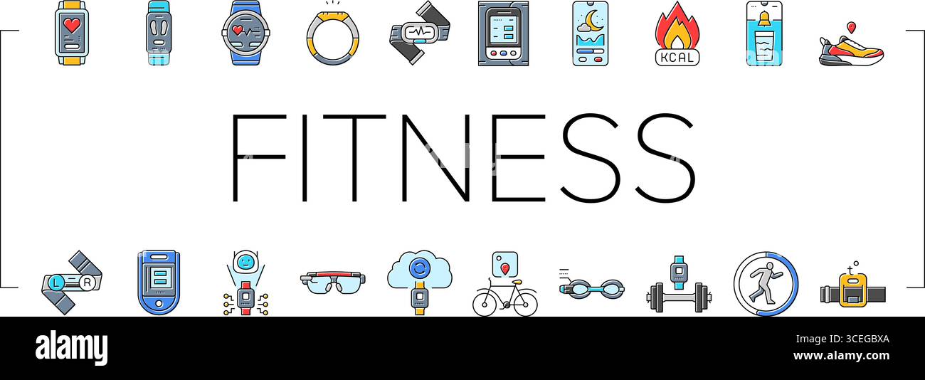 wearable fitness technology icons set vector Stock Vector Image & Art ...