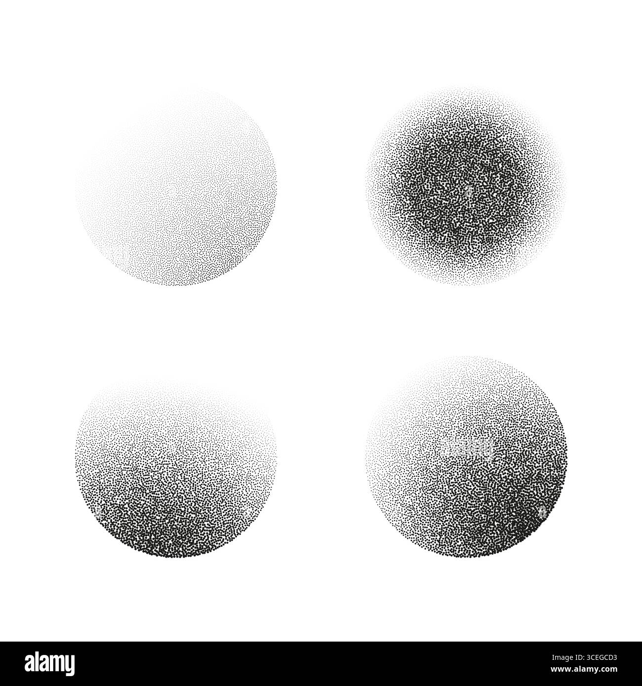 Abstract grainy circle made with gradient dotwork texture. Vector halftone sphere design element suitable for minimalistic backgrounds, modern pattern Stock Vector