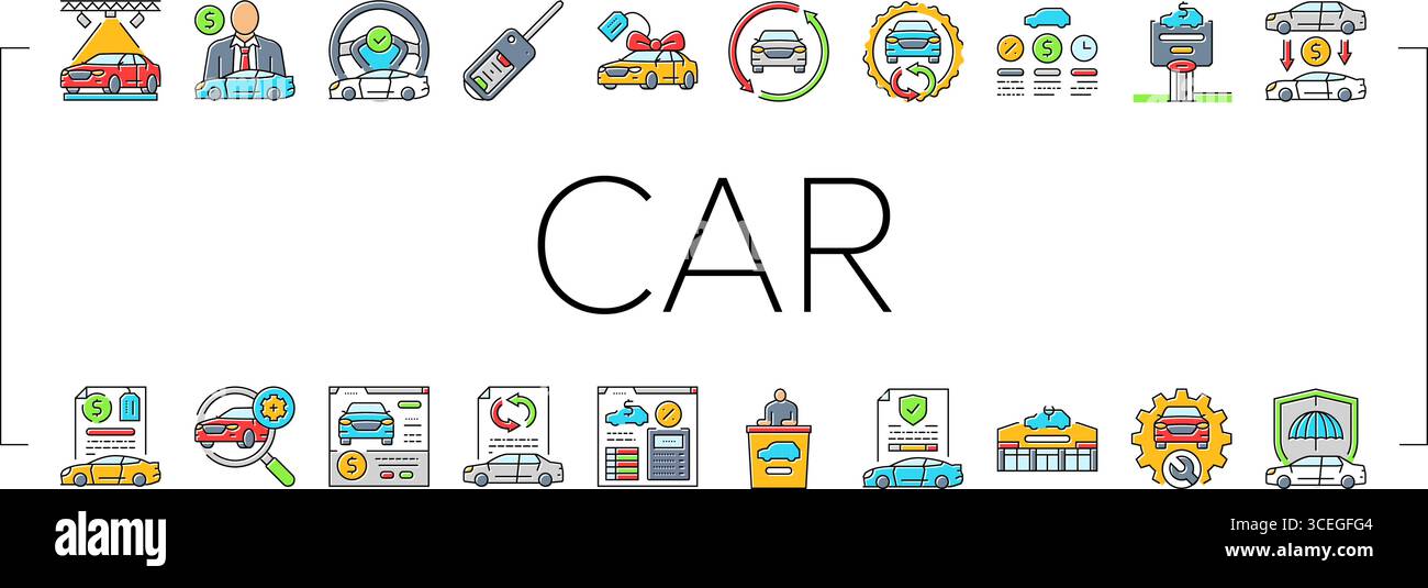 car dealership inventory icons set vector Stock Vector Image & Art - Alamy