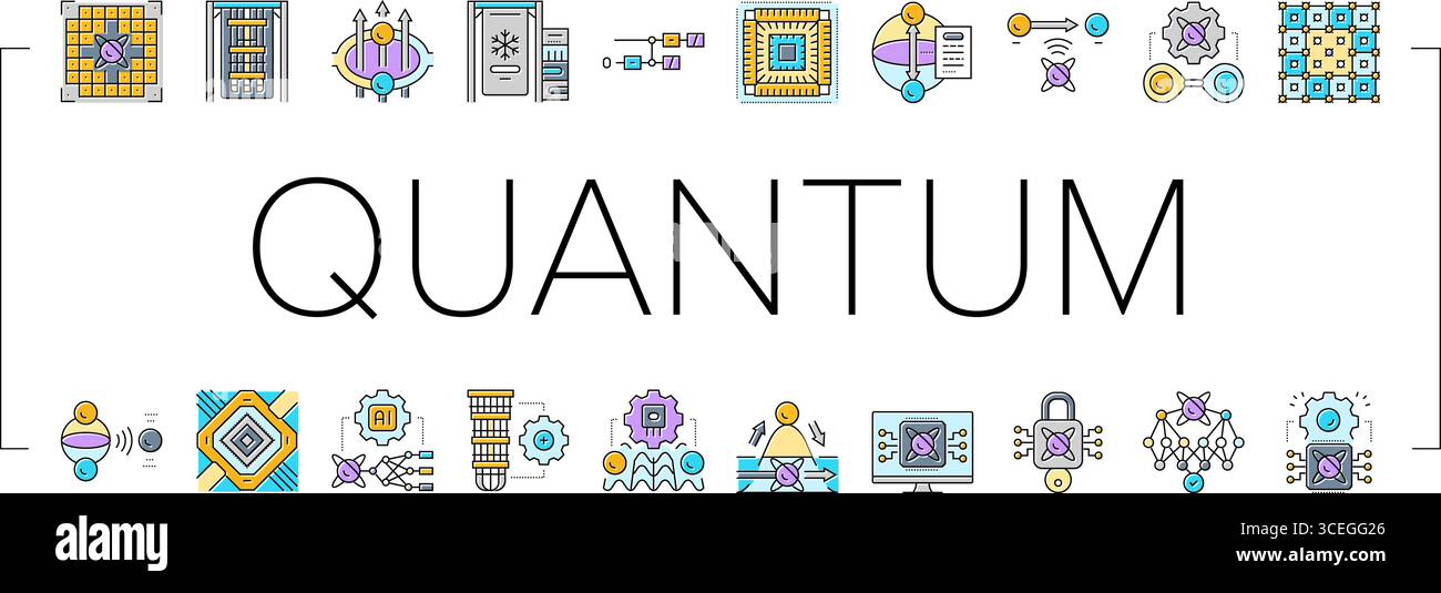 quantum computer qubit icons set vector Stock Vector Image & Art - Alamy