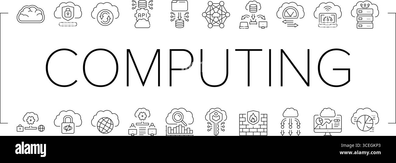 cloud computing virtualization icons set vector Stock Vector Image ...