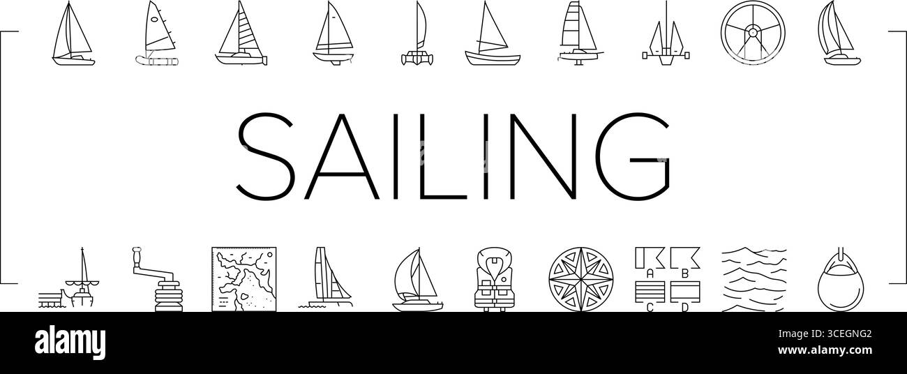 sailing sport yacht regatta icons set vector Stock Vector Image & Art ...