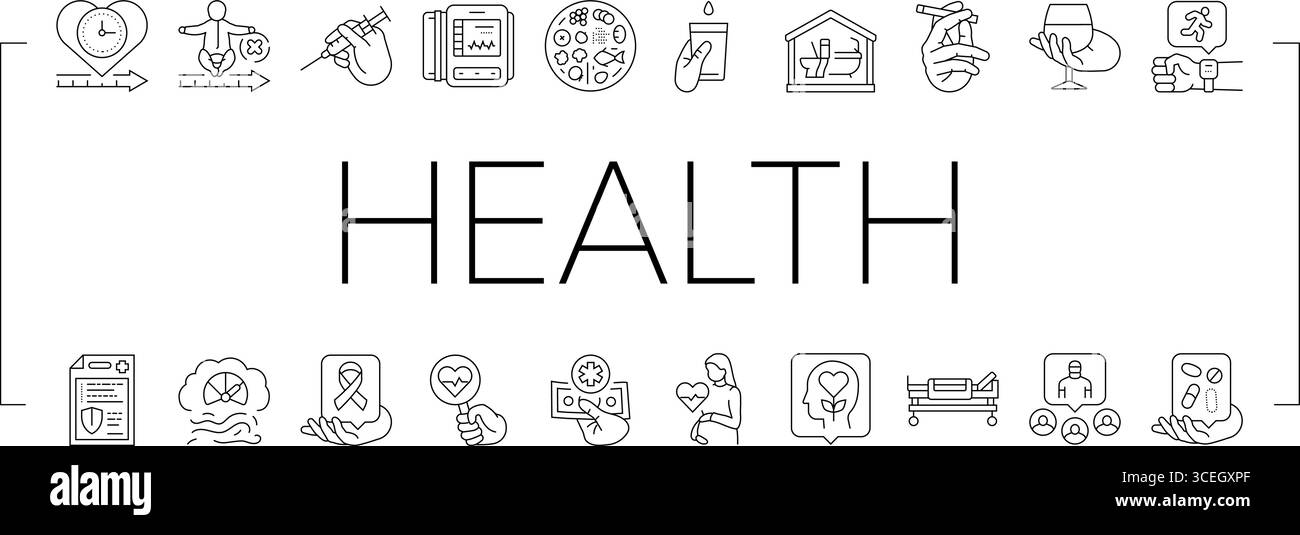 health indicators icons set vector Stock Vector