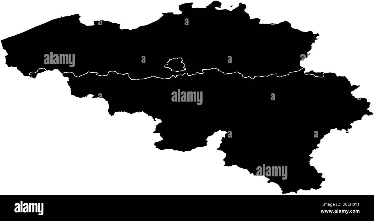 Belgium Map in Black and White – Simple Vector Outline for Educational ...