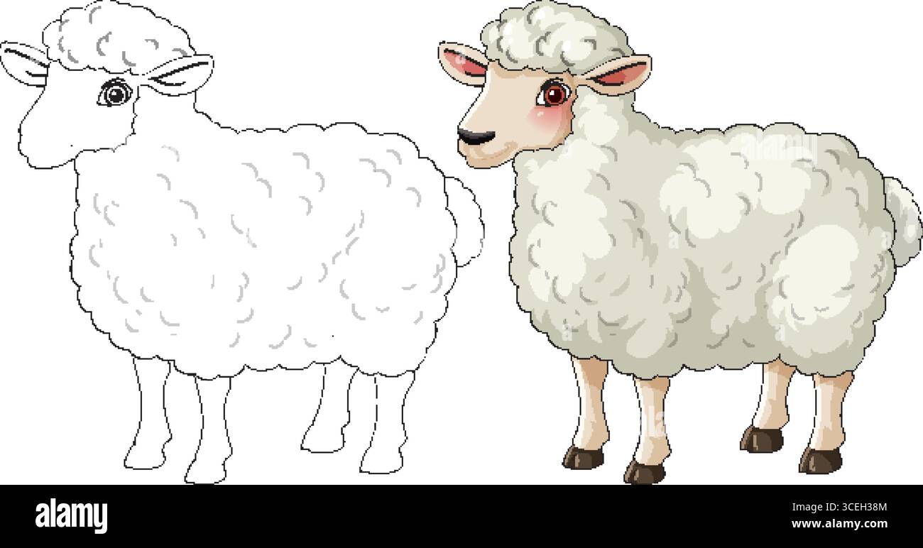 Lamb coloring page for kids Cut Out Stock Images \u0026 Pictures - Alamy, image size:1300x772